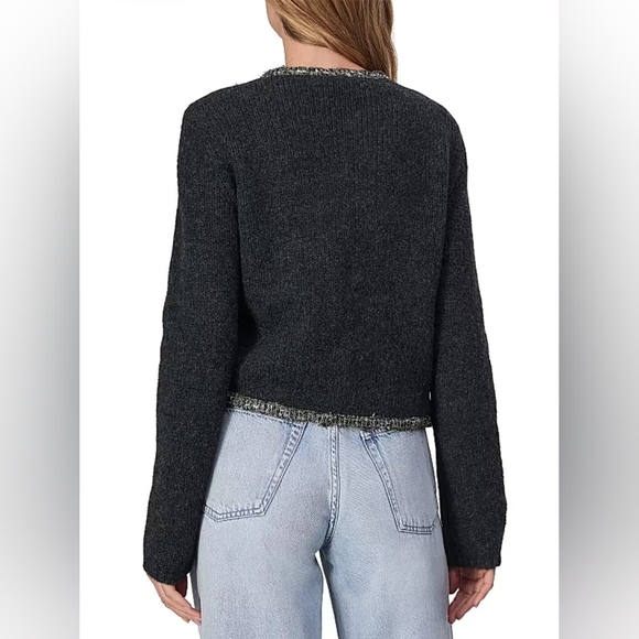 rag & bone Davies Metallic-Trim Crewneck Cardigan New Med - Picture 8 of 16